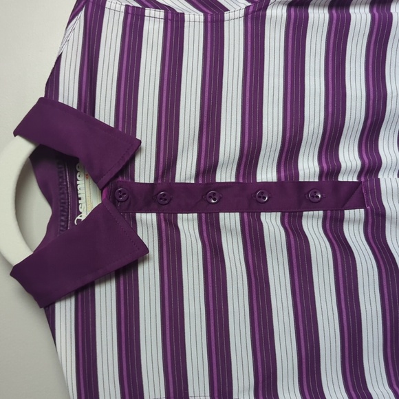 Golf style polo, purple and white stripes - Picture 3 of 9